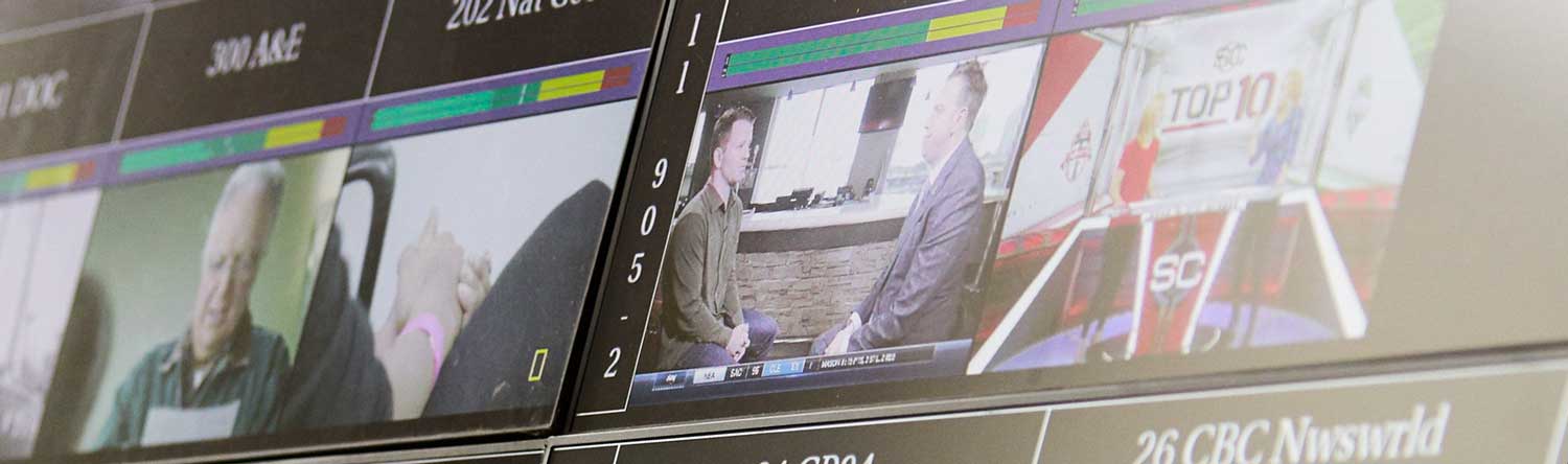 row of channels on screen